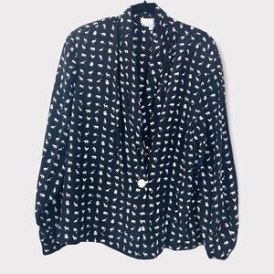 Doncaster Collection Silk Animal Graphic Print long sleeve blouse
